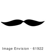 #61922 Clipart Of A Mustache In Black And White - Royalty Free Vector Illustration