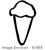 #61935 Clipart Of An Ice Cream Cone In Black And White - Royalty Free Vector Illustration
