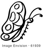 #61939 Clipart Of A Butterfly In Black And White - Royalty Free Vector Illustration
