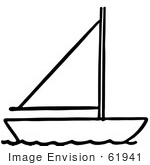 #61941 Clipart Of A Sailboat In Black And White - Royalty Free Vector Illustration