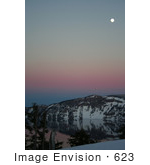 #623 Photograph Of Crater Lake At Dusk Full Moon
