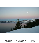 #626 Image Of Crater Lake At Dusk With A Full Moon