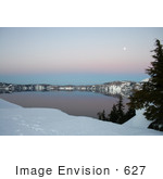 #627 Photo Of A Full Moon Over Crater Lake At Dusk