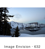 #632 Photo Of Evergreen Trees Wizard Island Crater Lake