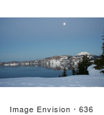 #636 Photo Of A Full Moon Over Crater Lake Dusk