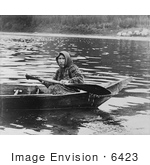 #6423 Photograph Of A Tlingit Woman In A Boat Hoonah Alaska