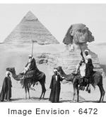 #6472 Camels In Front Of The Great Sphinx And Second Pyramid