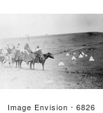 #6826 Atsina Indians On Horses Overlooking Encampment