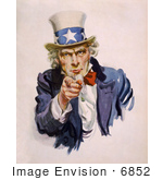 #6852 Stock Illustration Of Uncle Sam Wearing The Starred Hat And Pointing His Finger