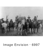 #6997 Crow Indians On Horses Wearing Masks