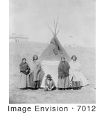 #7012 Stock Photograph Of Sitting Bulls Family In Front Of Tipi