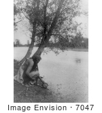 #7047 Stock Image Of A Hidatsa Indian Fetching Water From A Stream