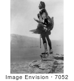#7052 Stock Image Of Hidatsa Indian Man Holding A Dead Eagle