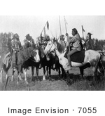 #7055 Stock Photography: 6 Crow Indians On Horseback