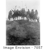 #7057 Stock Photography: 8 Crow Native Americans On Horseback