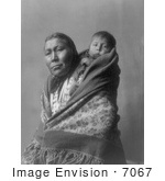 #7067 Stock Image Of A Hidatsa Indian Mother With A Baby On Her Back