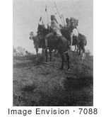 #7088 Stock Photography: Apsaroke Men On Horses Holding Spears
