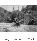 #7121 Stock Photography: Bullchief Crossing River On Horseback