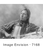 #7168 Stock Image: Sioux Indian Holding A Peace Pipe