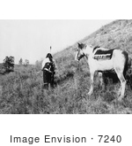 #7240 Stock Image: Sioux Indian And Pony