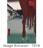 #7319 Photo Of A Horse’S Legs With A View Of Shops Japan