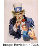 #7338 Stock Picture Of Uncle Sam And Rosie The Riveter