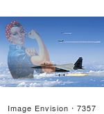 #7357 Rosie The Riveter And F-15 Eagles Firing Aim-7 Sparrow Missiles