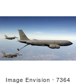 #7364 Stock Image Of F-16 Fighting Falcons Receiving Fuel From A Kc-135 Stratotanker