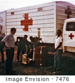 #7476 Picture Of A Red Cross Truck Fueling Up Before Distributing Food To The Refugee Relief Camps During The Nigerian-Biafran War
