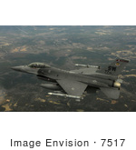 #7517 Stock Picture Of An F-16cj Fighting Falcon In Flight Military Aircraft
