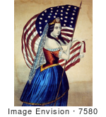 #7580 Picture Of A Woman Carrying The Star Spangled Banner