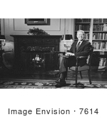 #7614 Picture Of Jimmy Carter Sitting By A Fireplace