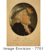 #7701 Picture Of Thomas Jefferson Wearing A Laurel Wreath