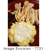#7721 Picture Of Turkey Mashed Potatoes And Cranberry Sauce