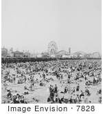 #7828 Photo Of Crowded Coney Island Beach
