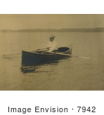 #7942 Picture Of Theodore Roosevelt Rowing A Boat