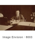 #8003 Picture Of Theodore Roosevelt Sitting At Desk