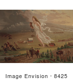 #8425 Picture Of A Figure Of America Guiding Pioneers