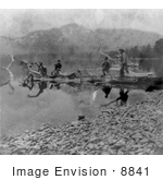 #8841 Picture Of Men On A Log At Fallen Leaf Lake