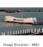 #8881 Picture Of Sailors Passing The Uss Arizona Memorial