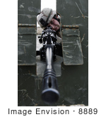 #8889 Picture Of A Soldier Looking Through 249b Machine Gun