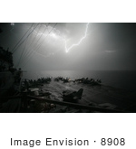 #8908 Picture Of Lightning Near An Aircraft Carrier