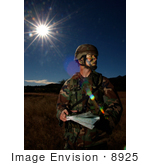 #8925 Picture Of A Soldier Checking Map Coordinates