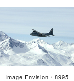 #8995 Picture Of A C-130 Hercules Over Alaska Range