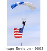 #9003 Picture Of Parachuting With An American Flag