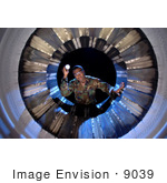 #9039 Picture Of Inspecting Fan Blades Of An F-16