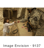 #9137 Picture Of A Soldier Giving Candy To A Girl