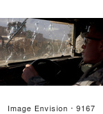 #9167 Picture Of A Damaged Humvee Windshield