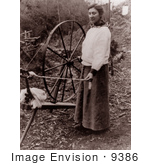 #9386 Picture Of A Woman And A Spinning Wheel