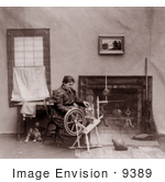 #9389 Picture Of A Woman Using A Spinning Wheel